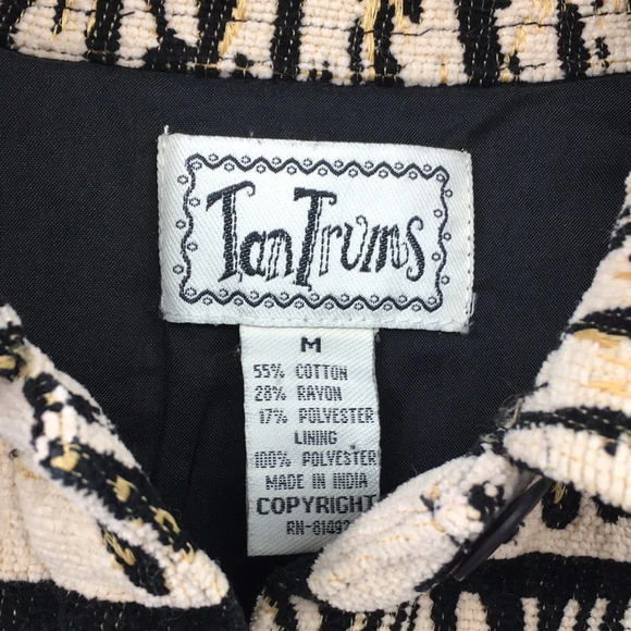 TanTrums Rare Jacket Womens M Vintage Brown Zebra Print Button Front Woven - Picture 3 of 11
